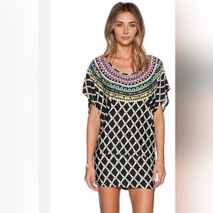 Trina Turk Dress Tunic Swimsuit Beach Pool Cover Up Kon Tiki Slouchy Sleeves